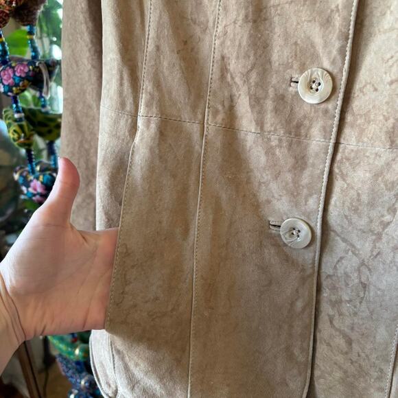 Vintage Preston & York Tan Suede Leather Jacket Medium Y2K - Picture 7 of 8